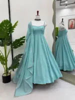 Deepika 5883 Sky Blue Crunch Silk - Image 4