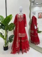Deepika 5899 Red Foux Georgette Sequnce Work