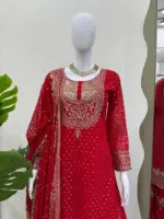 Deepika 5899 Red Foux Georgette Sequnce Work - Image 2