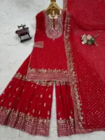Deepika 5899 Red Foux Georgette Sequnce Work - Image 3