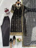 Deepika 5923 Black Foux Gorgette Occasion - Image 2