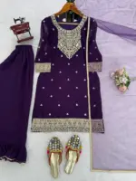 Deepika 5946 Purple Foux Gorgette Designer - Image 2