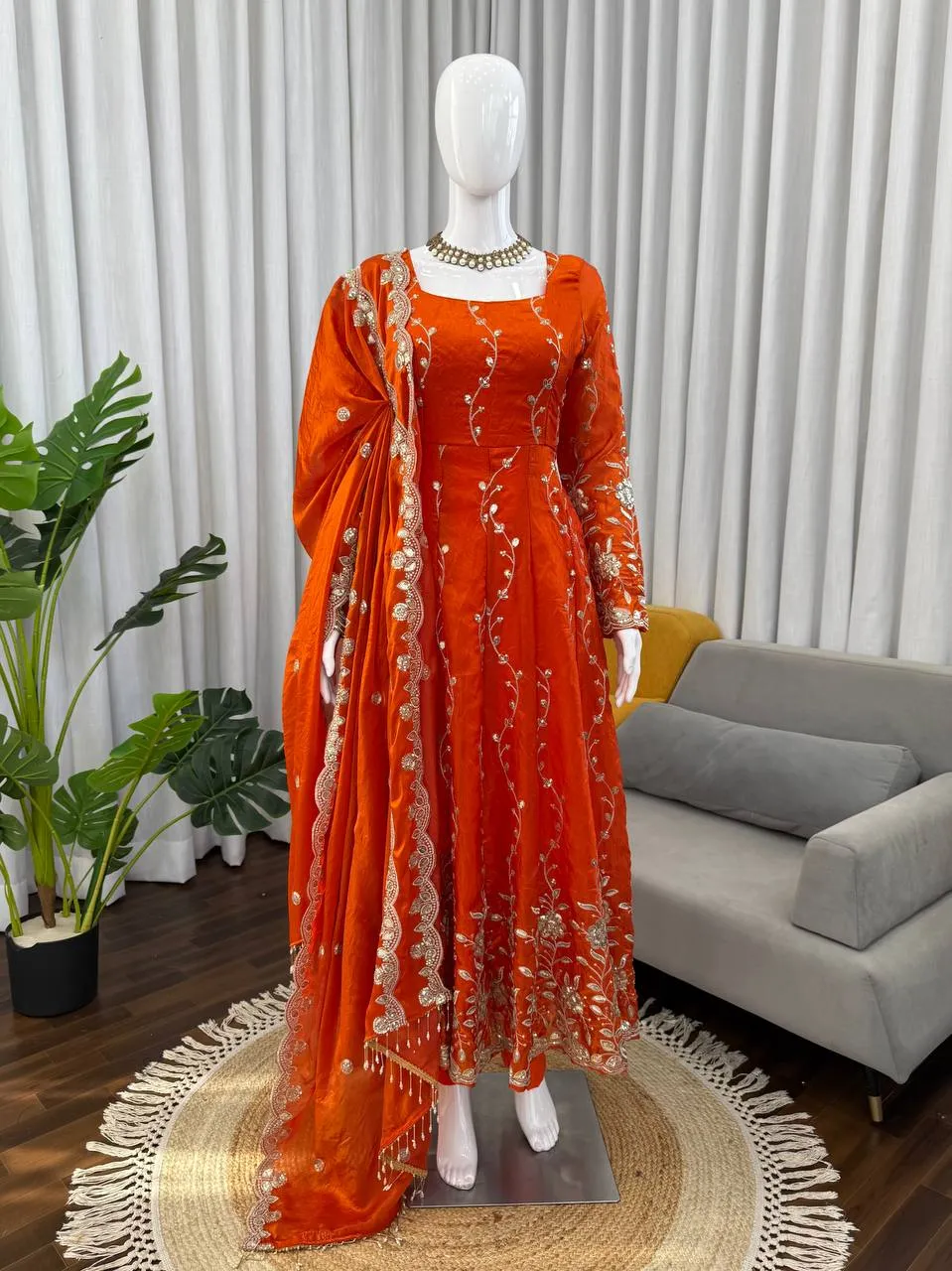 Deepika 5953 Orange Fendy Silk Designer Deepika 5953 Orange Fendy Silk Designer - Image 1