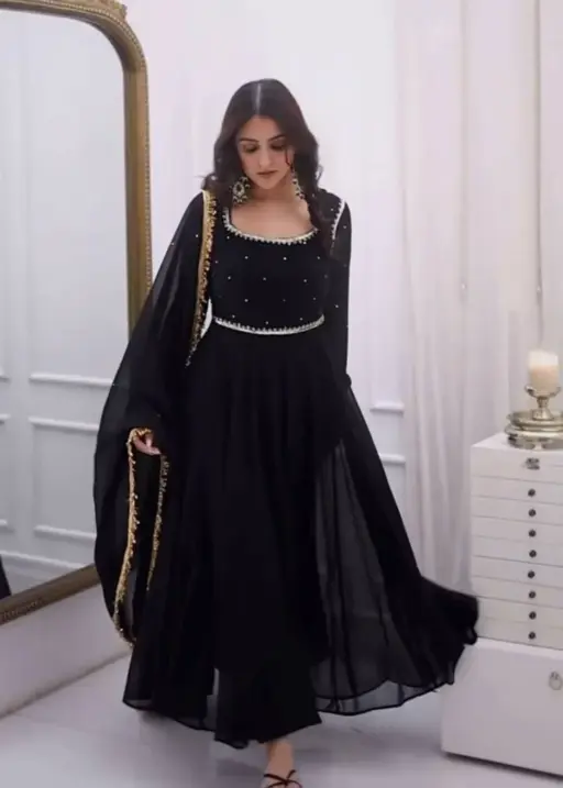 Deepika 5965 Black Foux Gorgette Festive