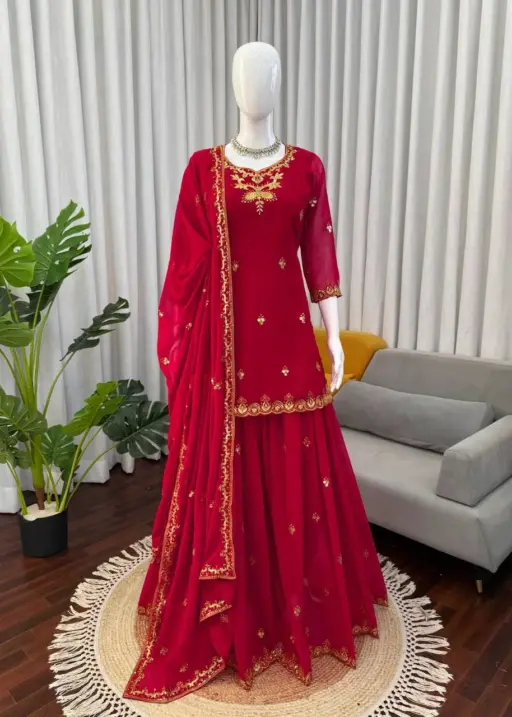 Deepika 5968 Red Foux Gorgette Eid Festival