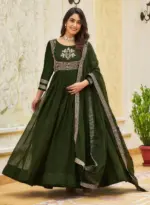 FFD Mehndi Green Georgette Anarkali