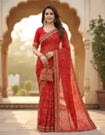 Karwachauth Georgette Bandhani Printed Fancy Saree Collection