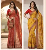 Karwachauth Georgette Bandhani Printed Fancy Saree Collection - Image 2
