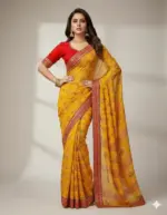 Karwachauth Georgette Bandhani Printed Fancy Saree Collection - Image 3