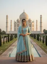 KB 3307 Faux Georgette Sequence Embroidery Wedding