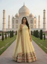 KB 3307 Faux Georgette Sequence Embroidery Wedding - Image 3