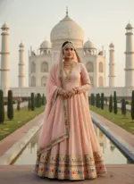 KB 3307 Faux Georgette Sequence Embroidery Wedding - Image 5