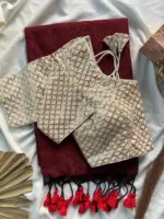 Khadi Work Vol 1 Cotton Saree with Designer Blouse - Image 3