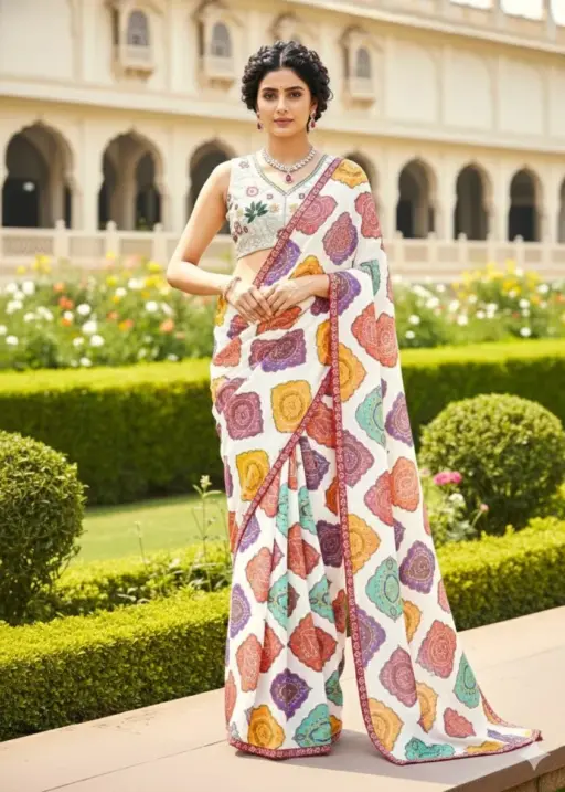 Kiara Rosted Georgette Bandhej Printed