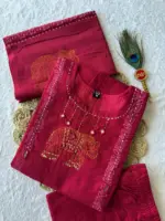 KR 392 Cherry Pure Cotton Hand Work