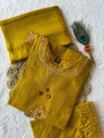 KR 394 Mustard Colour Pure Cotton