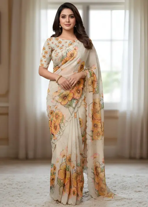 Kusum 631Orgenza Silk Digital Printed