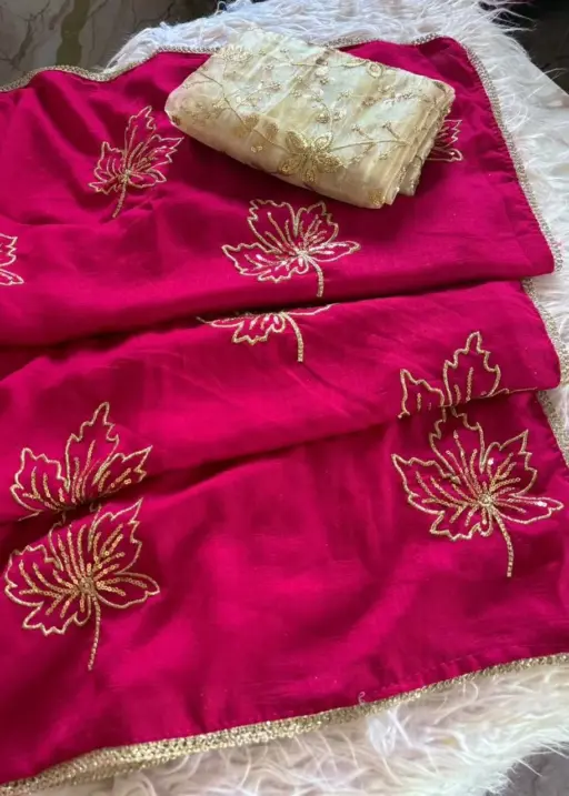 Kusum 804 Soft Vichitra Silk Sequins Embroidery