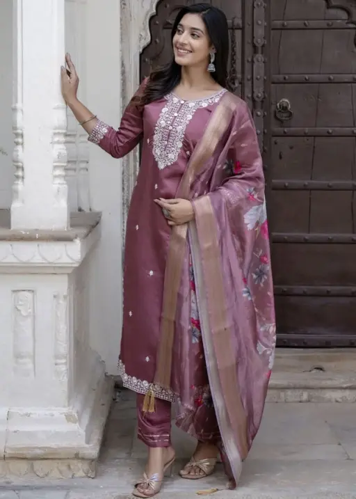 LFK Amira Chanderi Cotton Embroidery