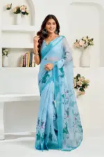 Meera 322 Linen Printed Party Wear Fancy Saree Collection - Image 3