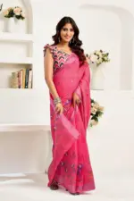 Meera 322 Linen Printed Party Wear Fancy Saree Collection - Image 7