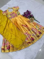 Pari Silk Digital Foil Printed Gown Dupatta