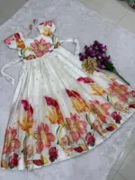 Pari Silk Digital Foil Printed Gown Dupatta - Image 3