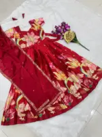 Pari Silk Digital Foil Printed Gown Dupatta - Image 5