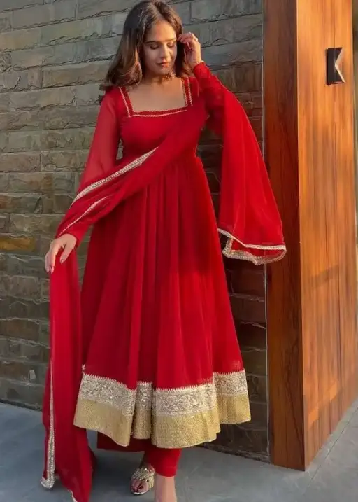 Deepika 5961 Red Blooming Gorgette Christmas