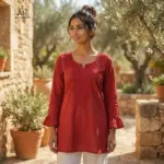 SS2016 Heavy Rayon Chikan Work Short Top - Image 3