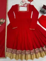 Deepika 5961 Red Blooming Gorgette Christmas - Image 3