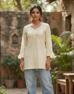 SS2016 Heavy Rayon Chikan Work Short Top - Image 4