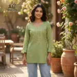 SS2016 Heavy Rayon Chikan Work Short Top - Image 7