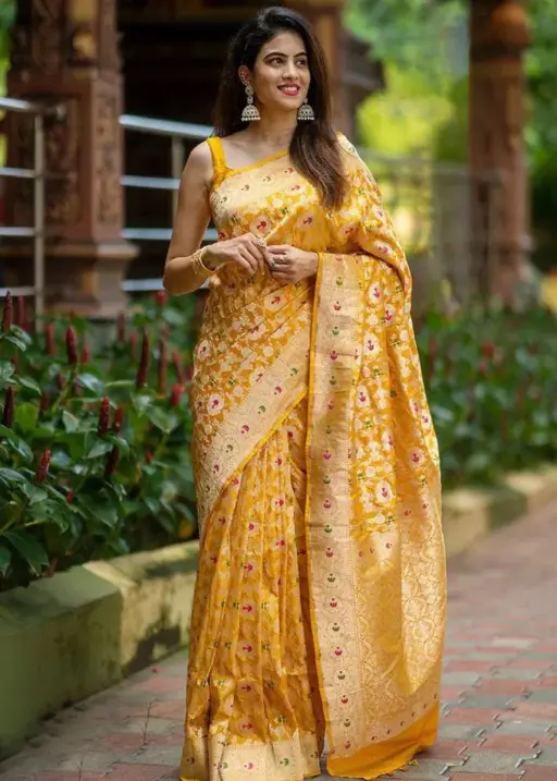 Rani 6080 Soft Lichi Silk Jacquard Work Haldi Festival