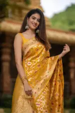 Rani 6080 Soft Lichi Silk Jacquard Work Haldi Festival - Image 4