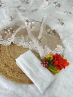 RBC 5074 White Organza Silk Floral Embroidery - Image 4