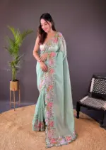 RBC 5083 Glossy Silk Embroidery Border Work