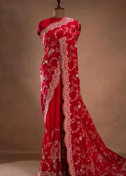 RBC 6033 Red Fandy Satin Silk Embroidery Christmas