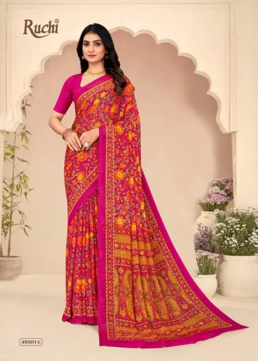 Ruchi Star Chiffon 205 Printed Casual Wear Saree Collection