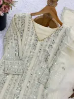 Sabina 1689 Cream Faux Georgette Embroidery - Image 3