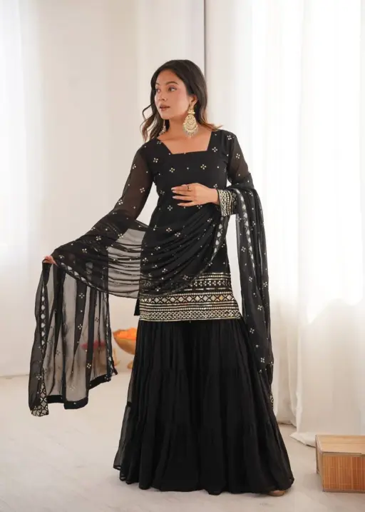 Sabina 5317 Black Georgette Embroidery