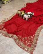 SBD 1811 Red Faux Georgette Christmas Ready To Wear - Image 2