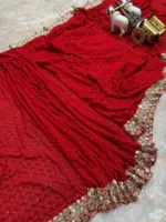 SBD 1811 Red Faux Georgette Christmas Ready To Wear - Image 3