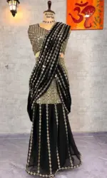 SBD 1811A Faux Georgette Mirror Work Ready to wear - Image 2