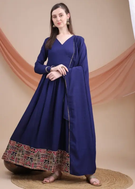 Shiv Vol 115 Blue Vichitra Silk Embroidery