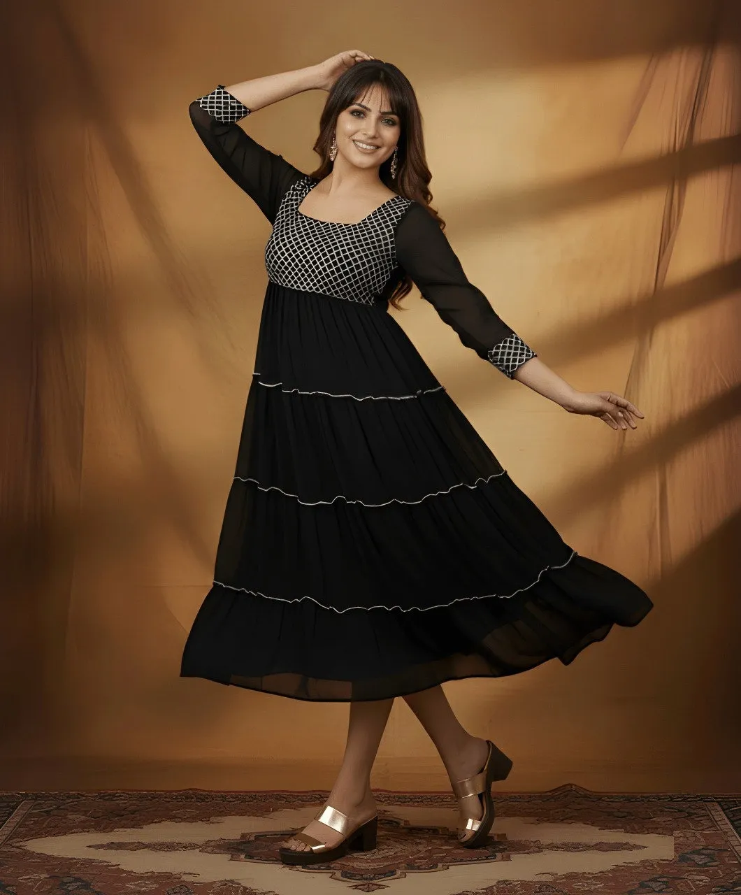 Shiv Vol 116 Black Georgette Long Kurti Shiv Vol 116 Black Georgette Long Kurti - Image 1