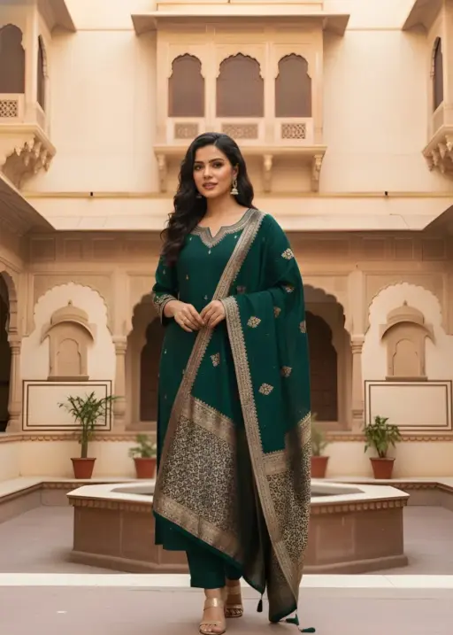 Shiv Vol 126 Green Roman Silk Occasion