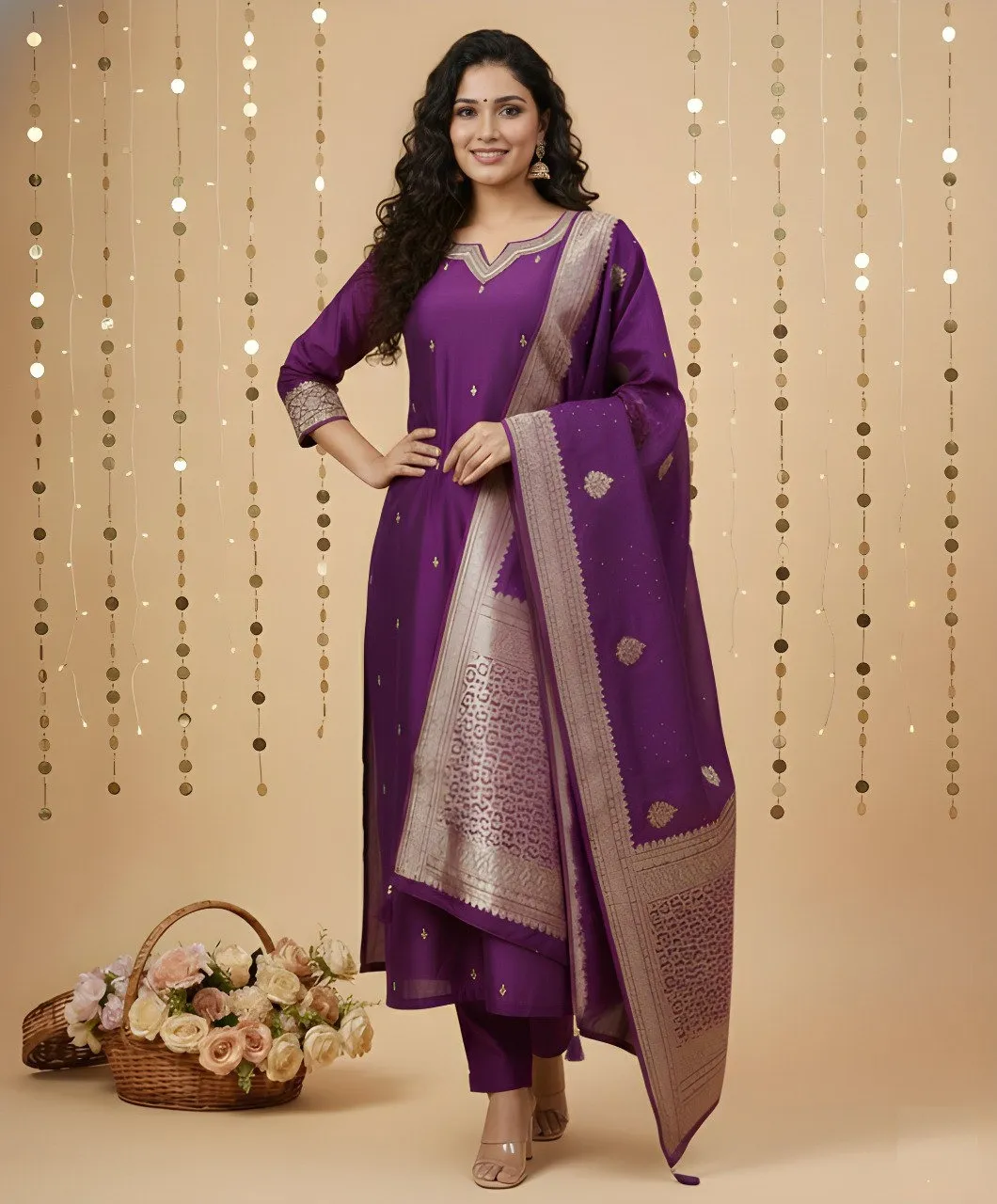 Shiv Vol 127 Purple Roman Silk Jacquard Shiv Vol 127 Purple Roman Silk Jacquard - Image 1