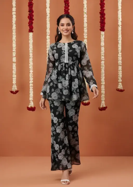 Shiv Vol 142 Black Georgette Printed