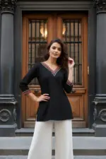 Shiv Vol 155 Black Reyon Printed Short Top